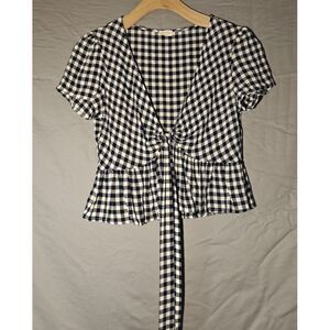 John galt Plaid‎ Wrap Short Sleeve Top One Size Too% viscose